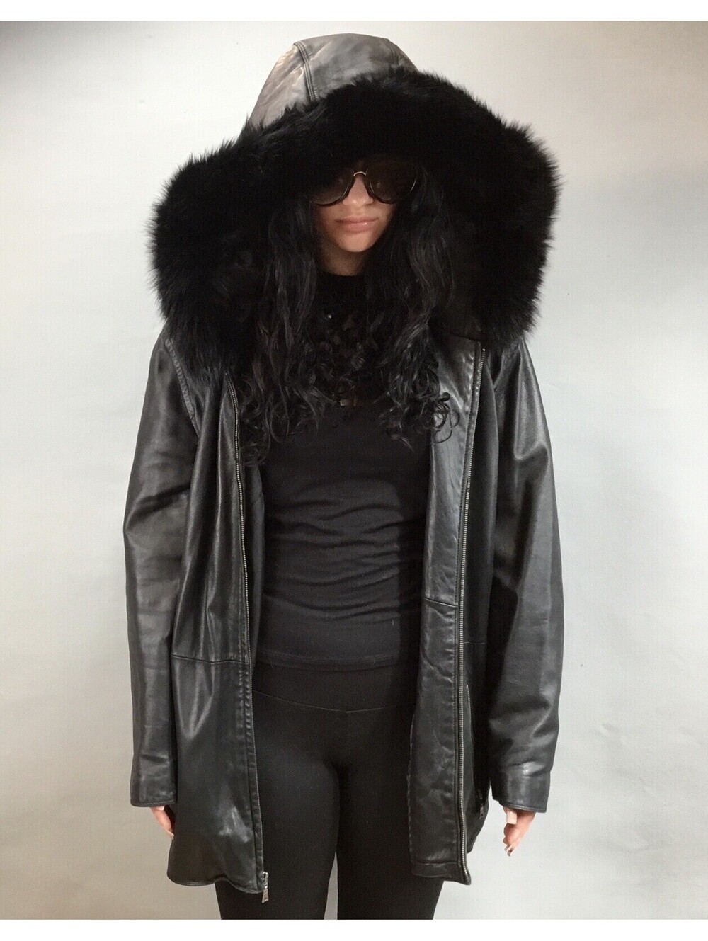 Leather￼ ￼And Fox  Coat  Coat Sz  XL